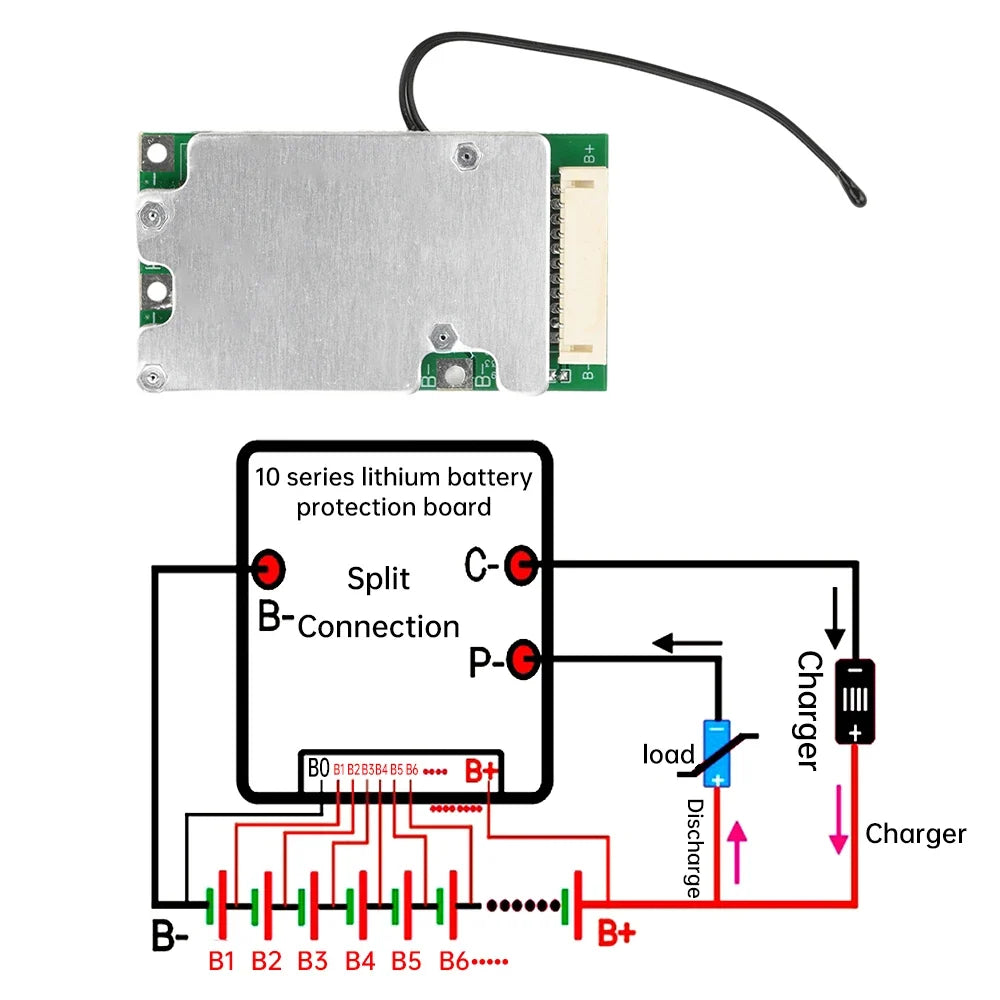 BMS 10S 36V 30A Li-Ion Battery Management Board with Balancing