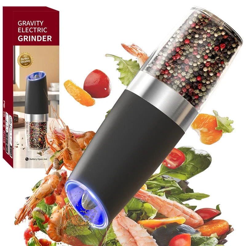 CLITON Electric Gravity Salt & Pepper Grinder Set | LED Mill
