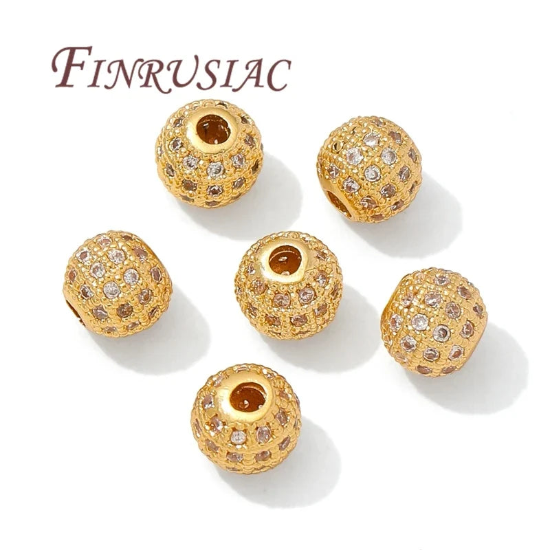 18K Gold Plated Zircon Spacer Beads – Brass DIY Jewelry Making