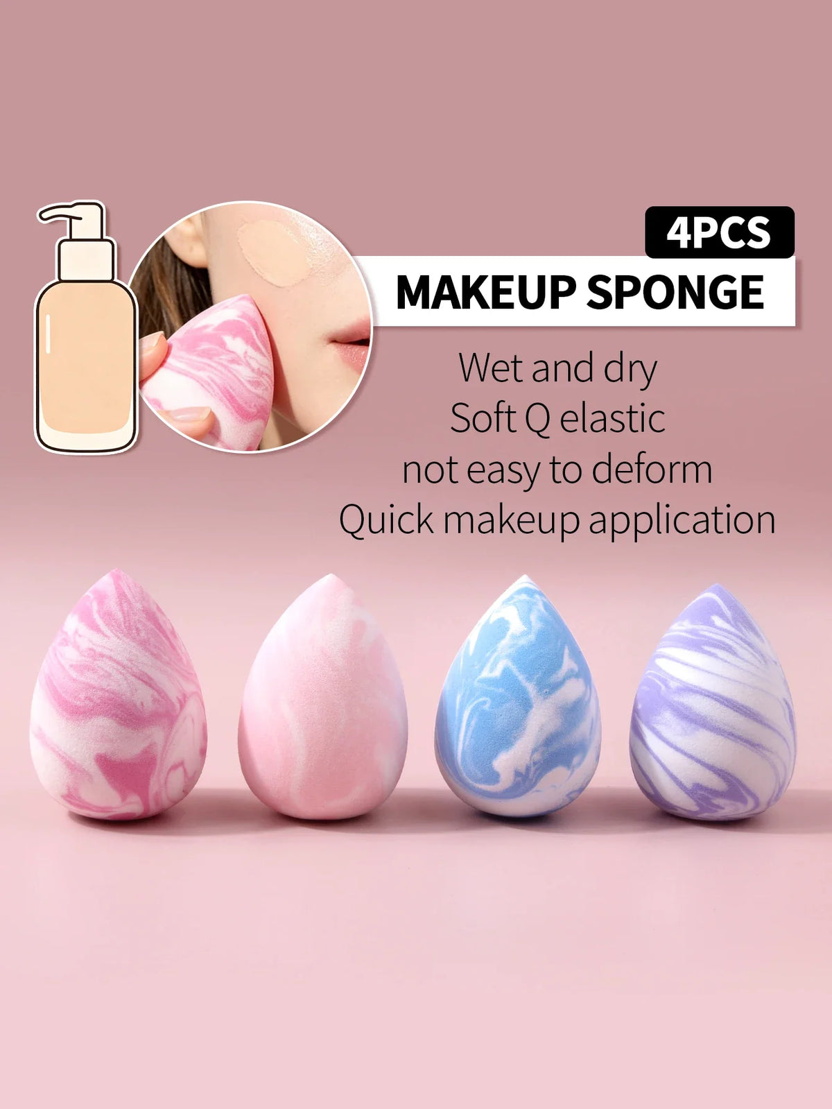 4Pcs Makeup Sponge Set – Dry & Wet BB Cream Powder Puff