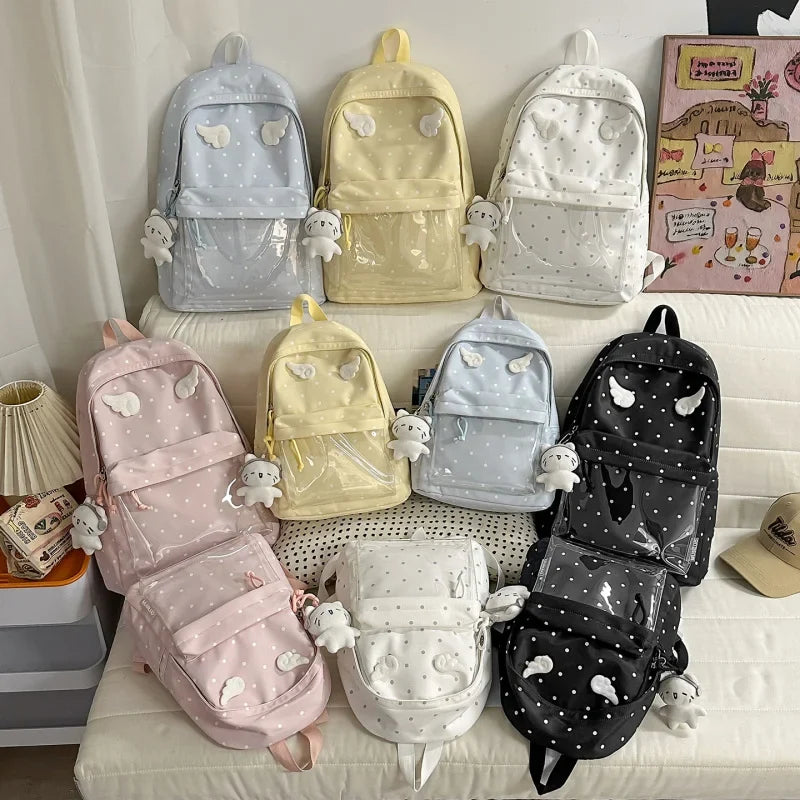 Polka Dot Transparent Large Capacity Student Backpack