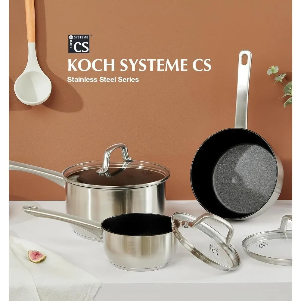 KOCH SYSTEME CS 3-Piece Non-Stick Stainless Steel Saucepan Set