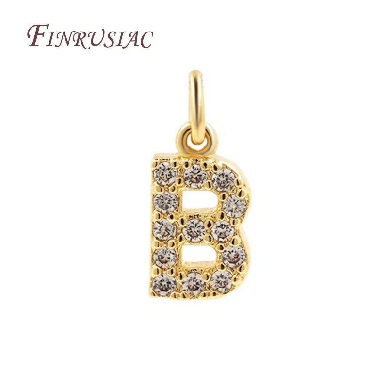 18K Gold Plated Zircon Letter Pendants A-Z Alphabet Charms