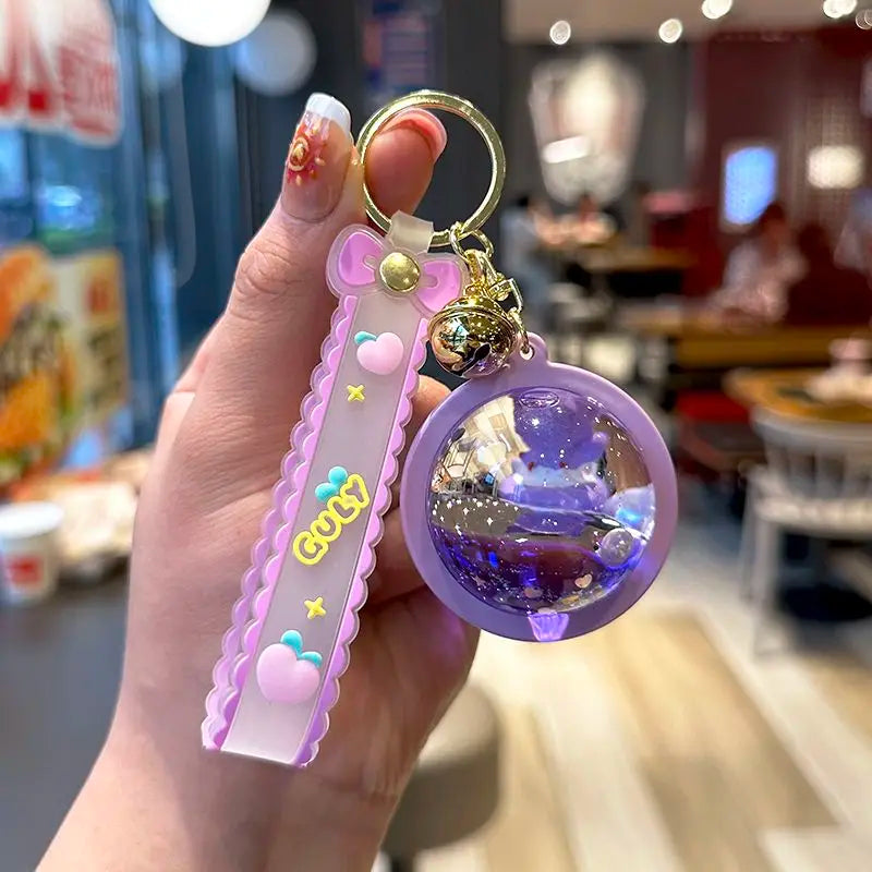 Sanrio Kuromi Hello Kitty Liquid Sand Keychain | Anime Charm