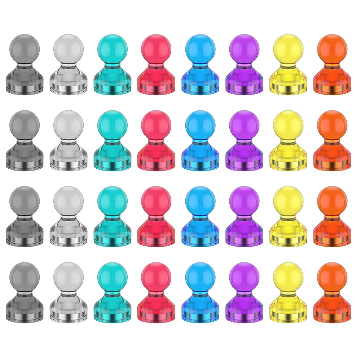 32Pcs Mini Magnetic Push Pins – 8 Colors Neodymium Fridge Magnets
