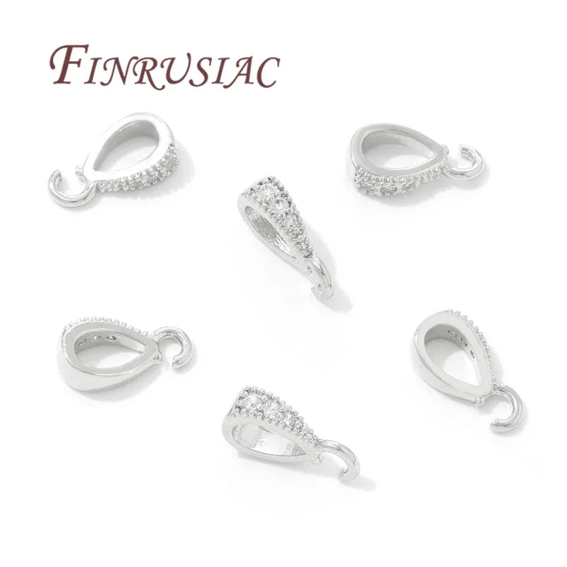 18K Gold Plated Brass Zircon Pendant Bails | DIY Necklace Findings
