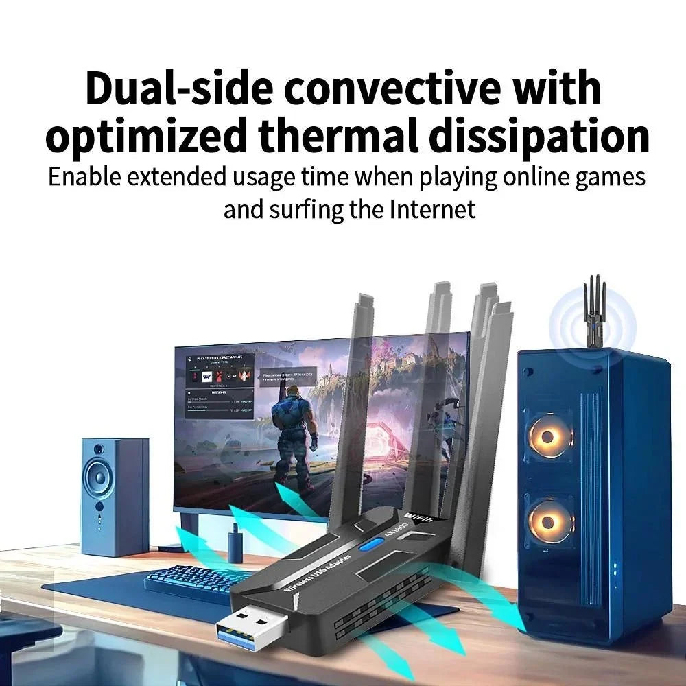 STONEGO WiFi 6 USB 3.0 Adapter 1800Mbps Dual Band 4 Antennas
