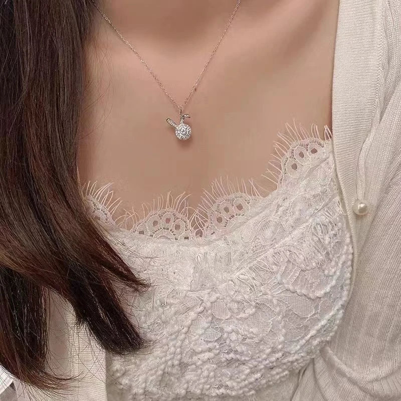 Cute Bunny Copper Zirconia Pendant Necklace for Women