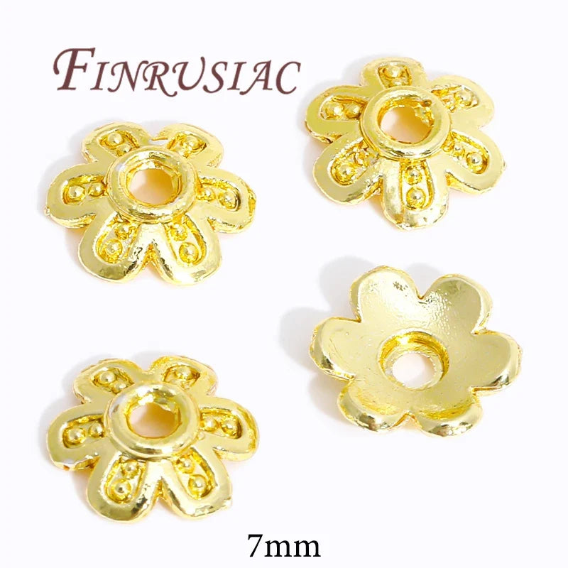 18K/14K Gold Plated Flower Bead Caps – DIY Jewelry Spacers