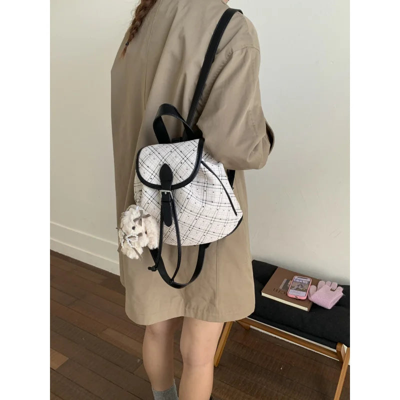 Women's Mini Plaid Backpack – Commuter, School & Travel Bag