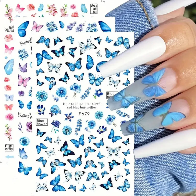 Spring Butterfly Nail Art Stickers – 6-Pack Glitter Decals