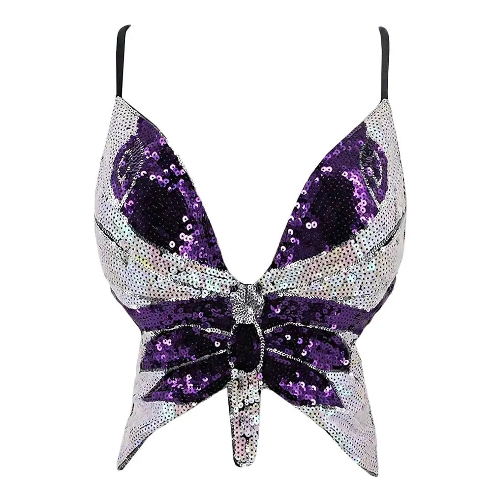 Women's Sparkly Sequin Halter Bra – Belly Dance Crop Top