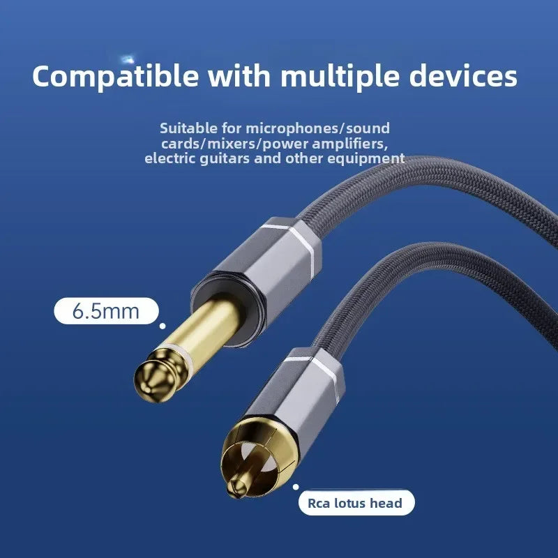 6.35mm to RCA Audio Cable – Dual-Core Mixer Connector