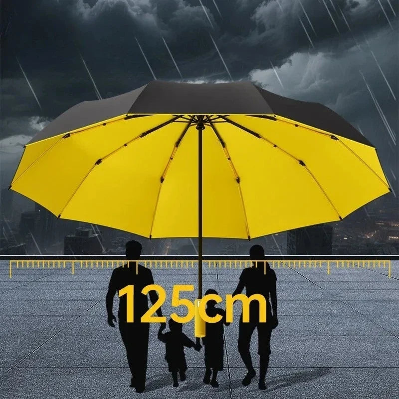 Windproof Auto Folding Umbrella – 10-Rib UV Protection Unisex