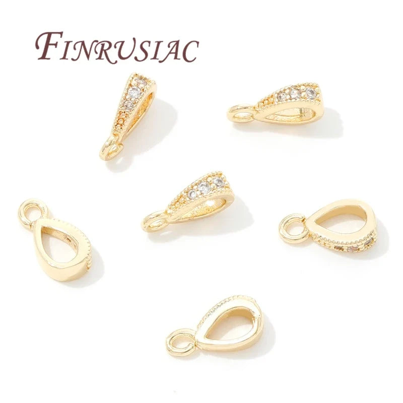 18K Gold Plated Brass Zircon Pendant Bails | DIY Necklace Findings