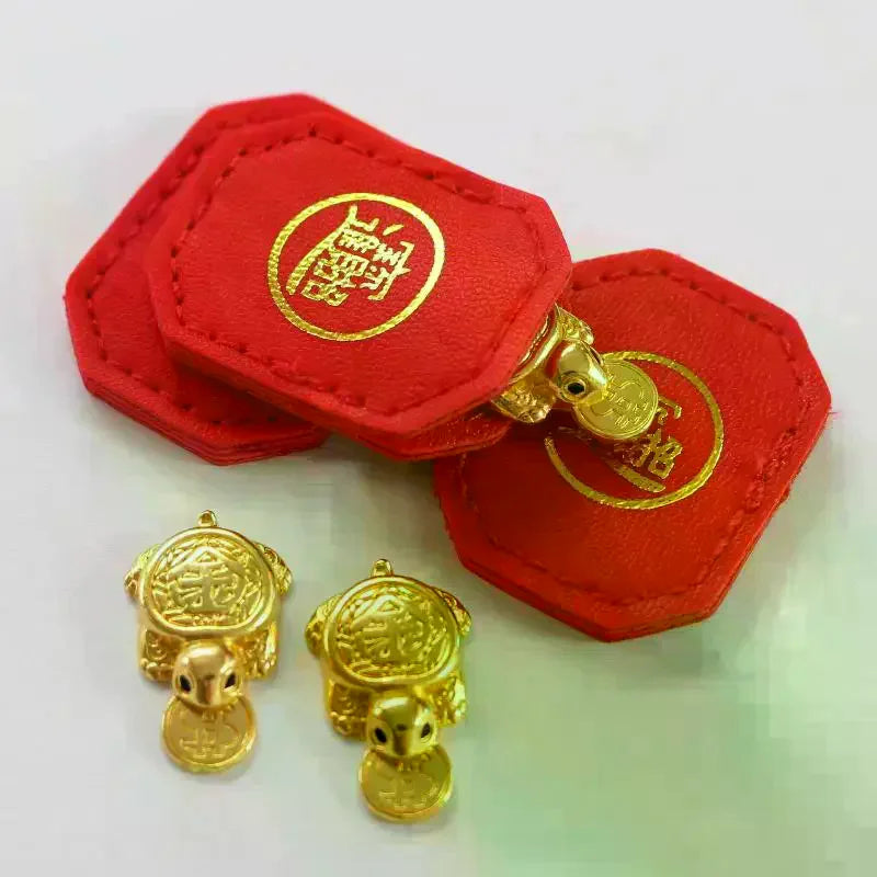 Fengshui Lucky Turtle Wallet Charm | Mini Golden Tortoise