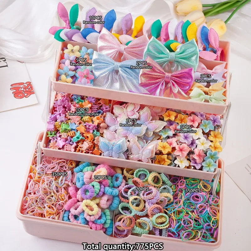 775-Piece Girls Hair Accessories Set – Bows, Headbands & Ties