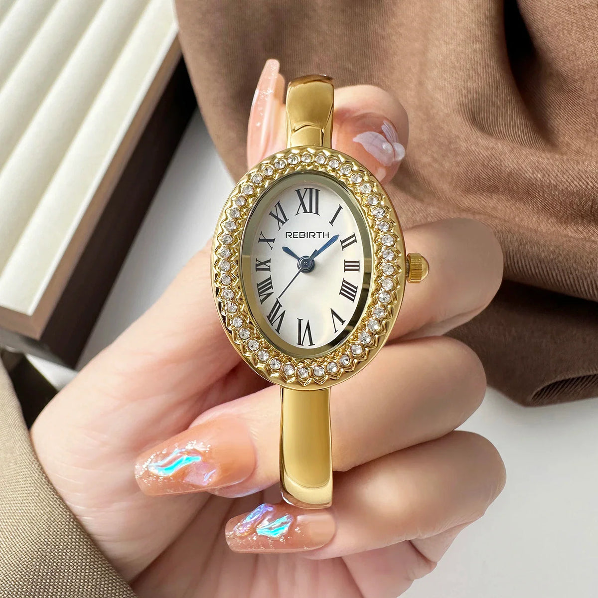 REBIRTH Retro Oval Quartz Watch – Casual Alloy Fashion Watch