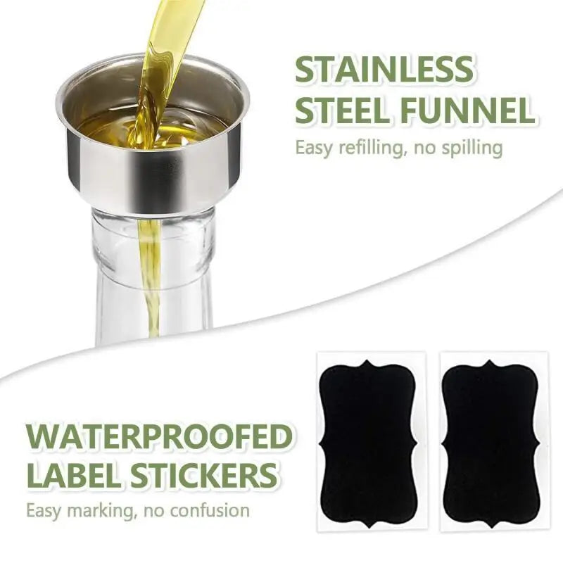 Glass Oil & Vinegar Dispenser 500ml – Leakproof Pour Spout