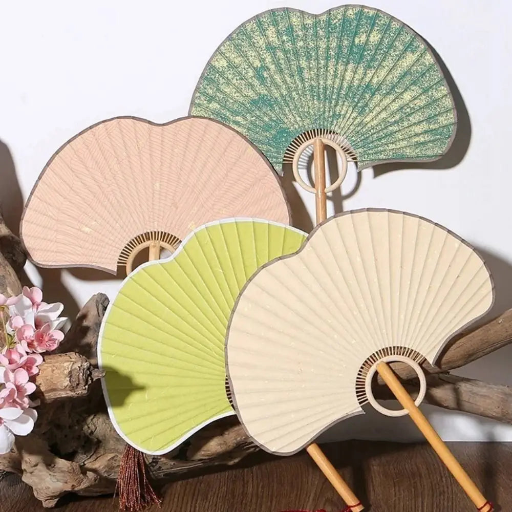Vintage Rice Paper Ginkgo Round Fan – Chinese Style Décor