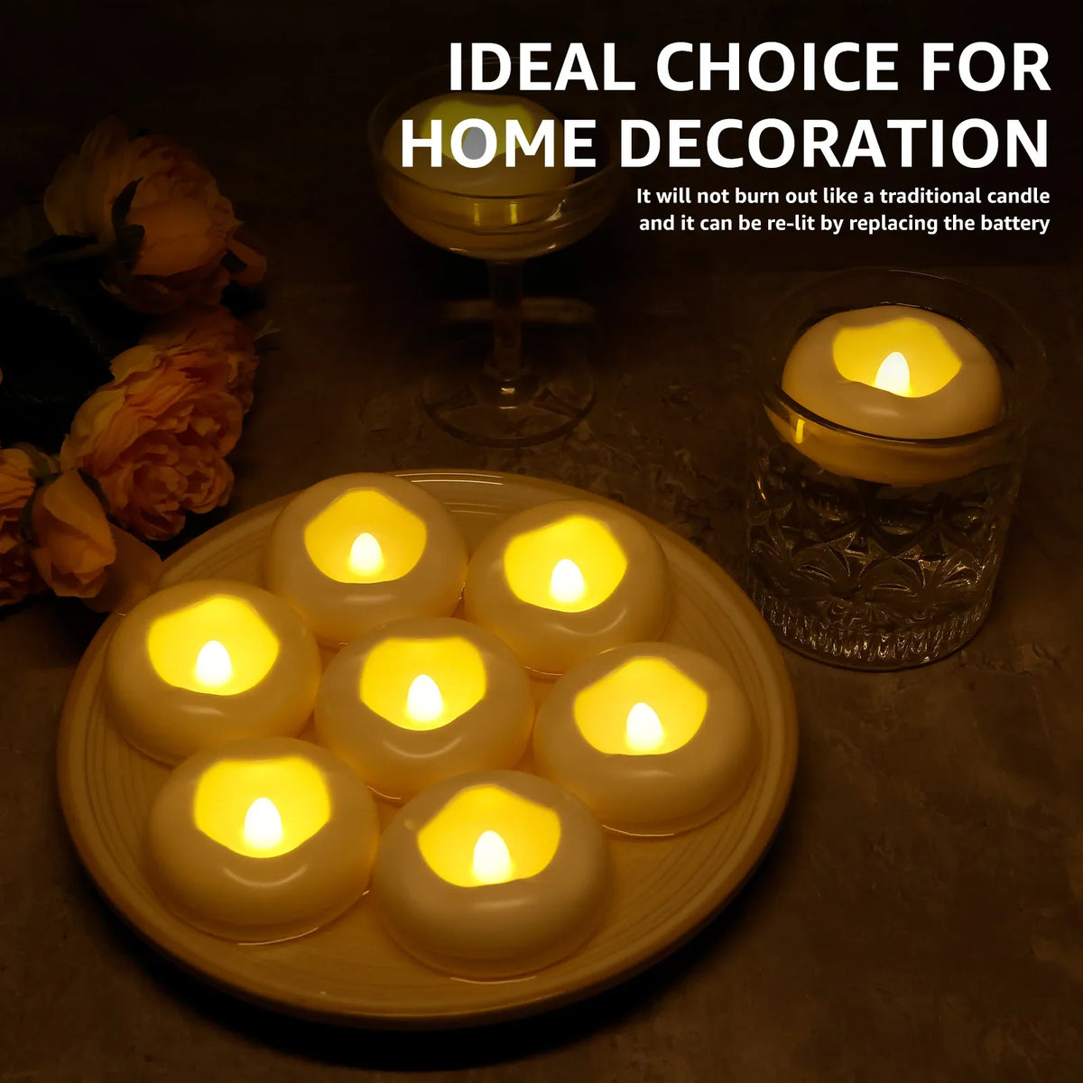 Waterproof Flameless Floating LED Tealight Candles 12/24 Pack