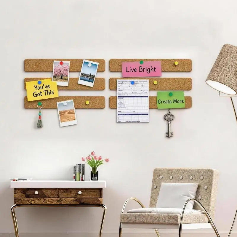 Self-Adhesive Cork Board Strip No-Drill Wall Organizer 33×5cm