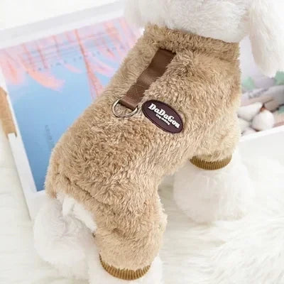 Winter Fleece Dog Jumpsuit Pajamas – Small & Medium Dogs