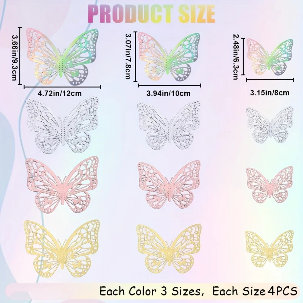 12pcs 3D Butterfly Wall Stickers – Home Décor Decorations