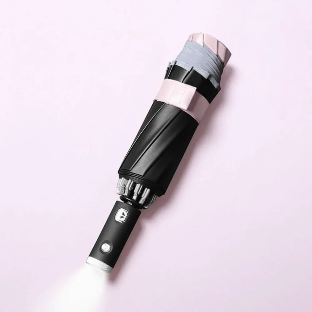 LED Flashlight Auto Open Umbrella – UV & Windproof, Reverse Fold