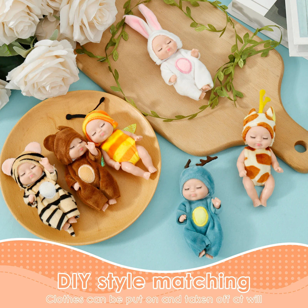 Mini Reborn Baby Dolls Set 6–12 Pcs with Clothes | Kids Gift