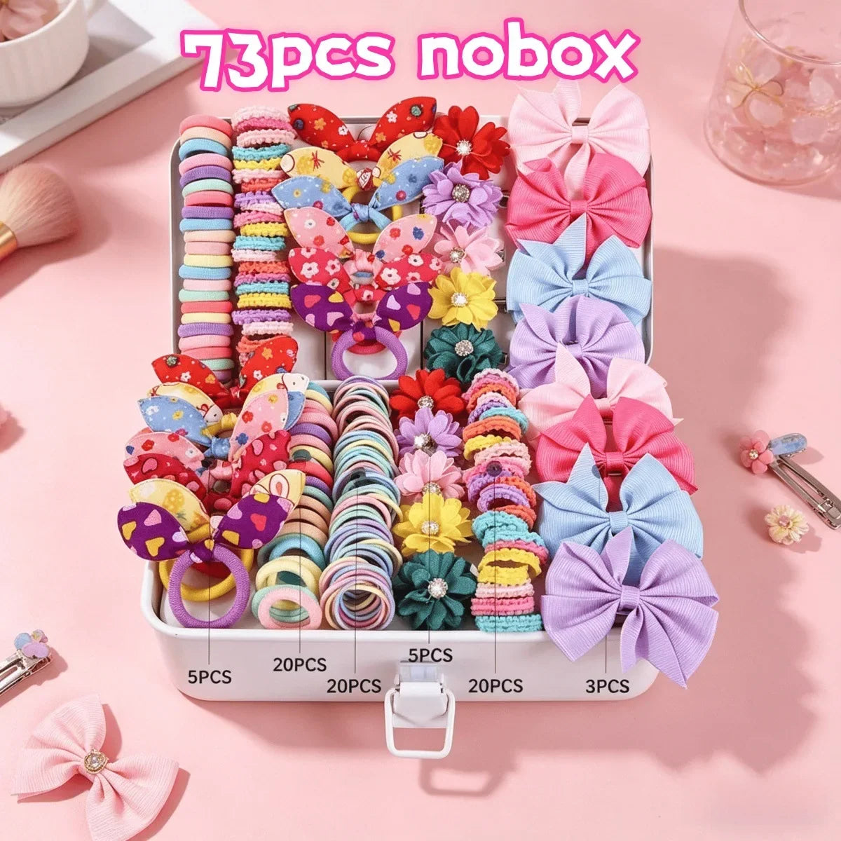 850PCS Girls Grosgrain Ribbon Hair Ties & Elastic Hair Bands