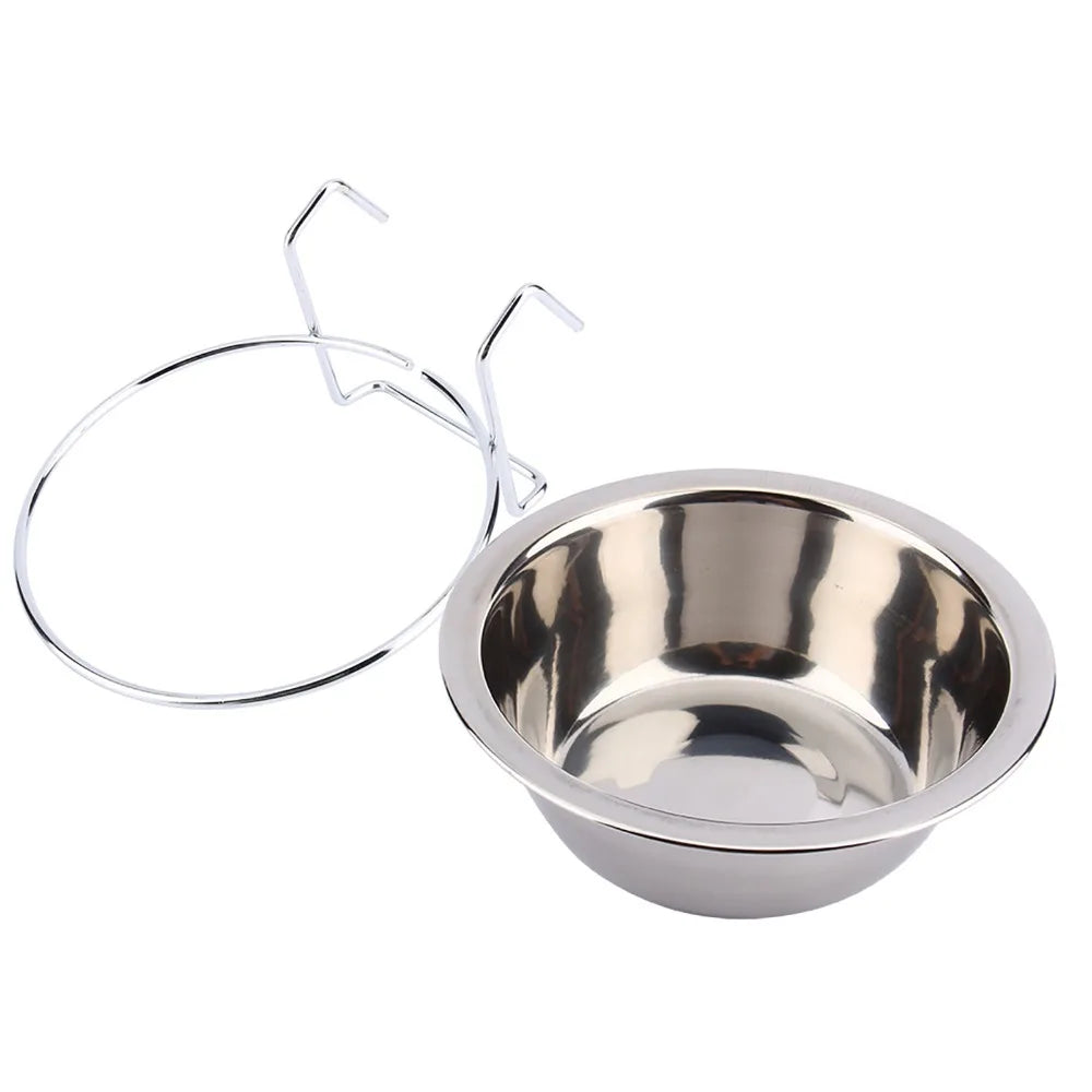 Stainless Steel Hanging Dog Bowl Anti-Tip Crate Feeder S/M/L
