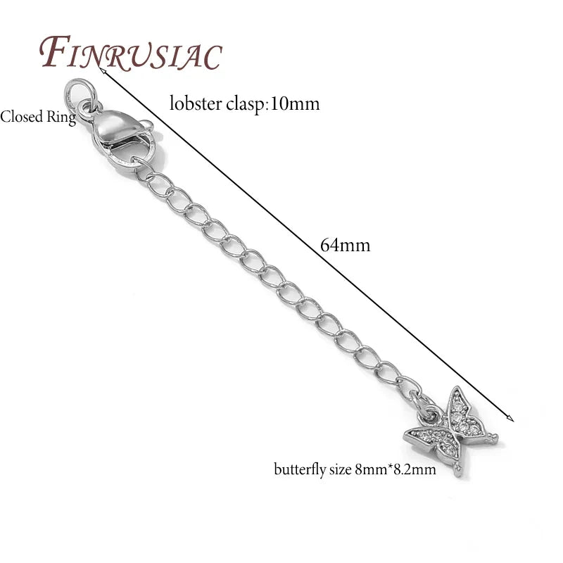 Rhodium Butterfly Extension Chains with Lobster Clasps – DIY Jewelry