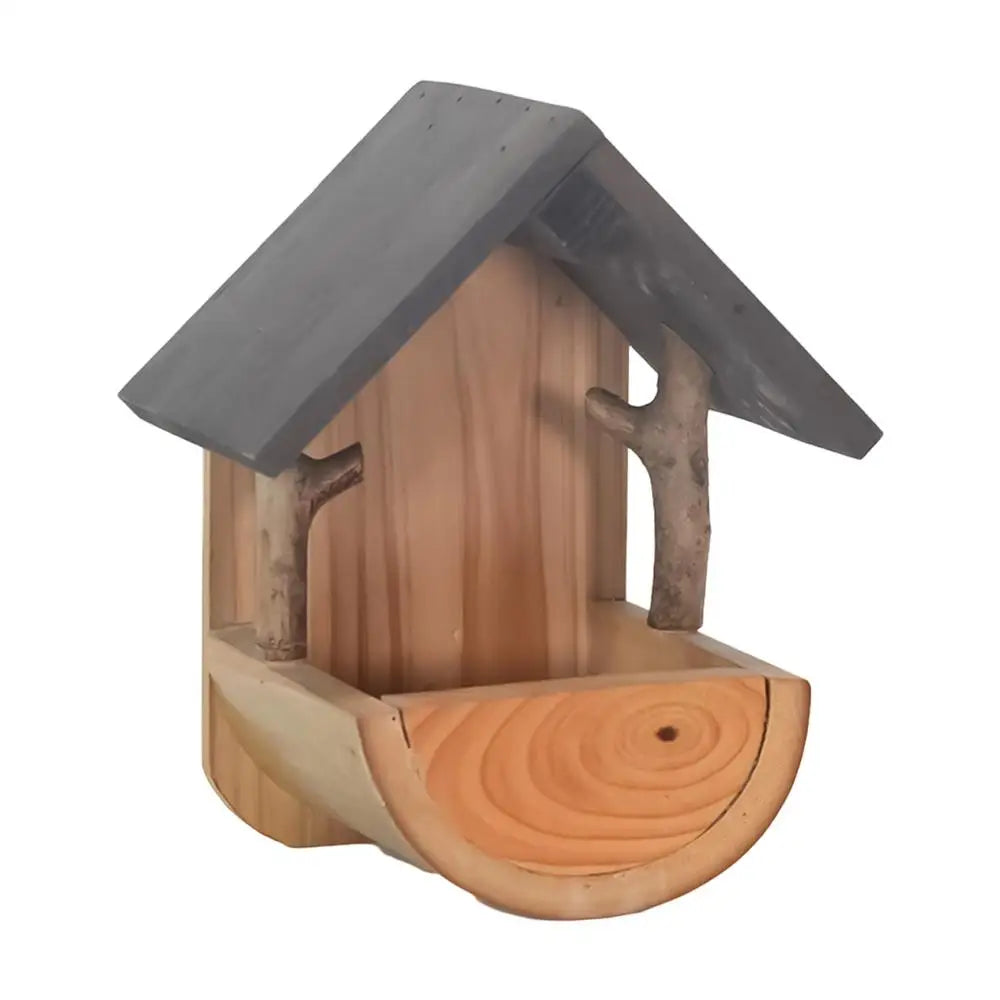 Weatherproof Wooden Wall Mount Bird Feeder | Outdoor Station