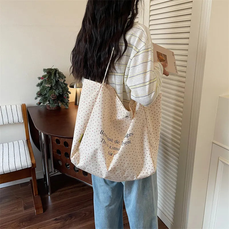Floral Canvas Tote Bag – Large Women's Commuter Handbag