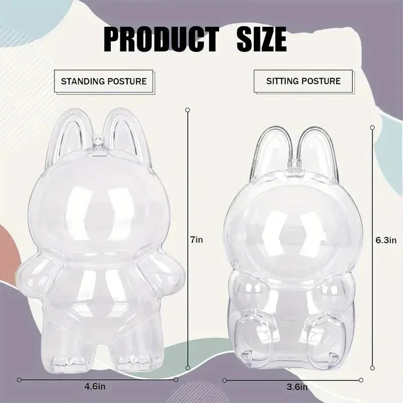 Labubu Doll Acrylic Display Case 6.3" with Keychain