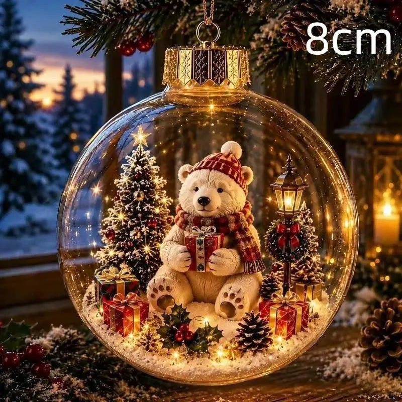 LED Luminous Christmas Crystal Ball Ornament – Santa & Snowman