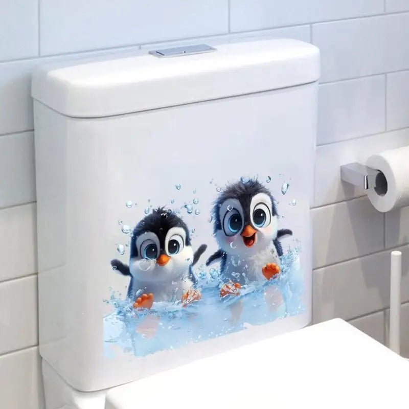Penguin Toilet Lid Sticker – Waterproof Self-Adhesive PVC Decal