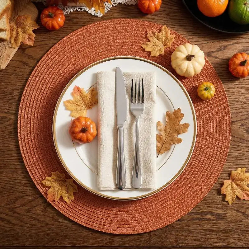 Round 38cm Woven Christmas Placemat – Heat-Resistant Table Mat