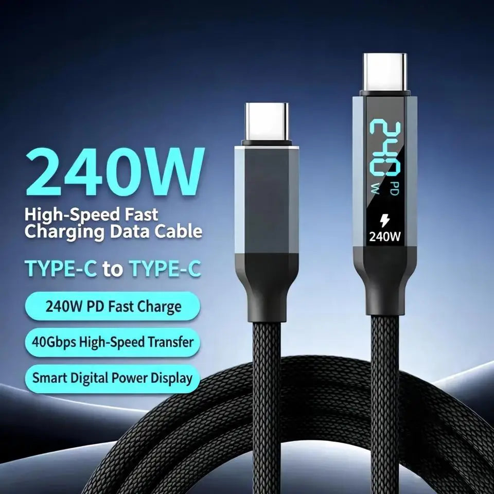 USB4 Cable 40Gbps 240W 8K Type-C Thunderbolt 4 Fast Charge