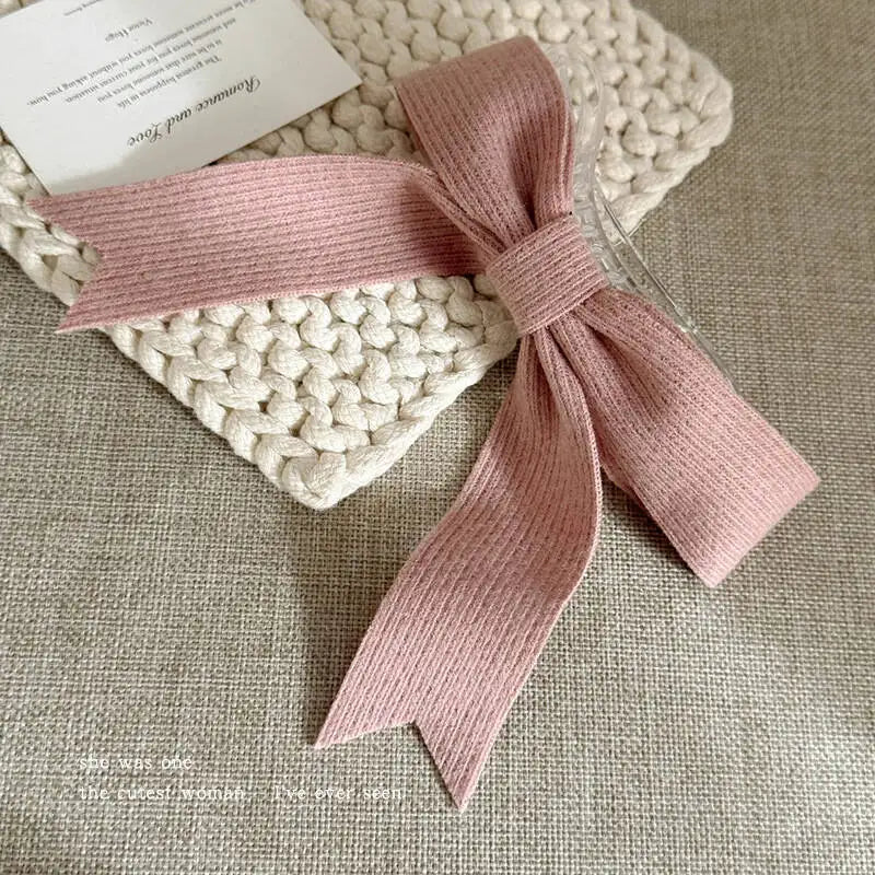 Korean Knitted Bow Hair Clip – Sweet Duckbill Hairpin for Women