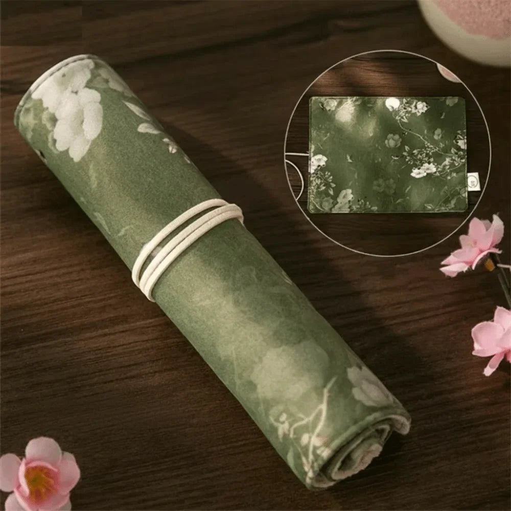 Vintage Roll-Up Pencil Case – Large Capacity Stationery Bag