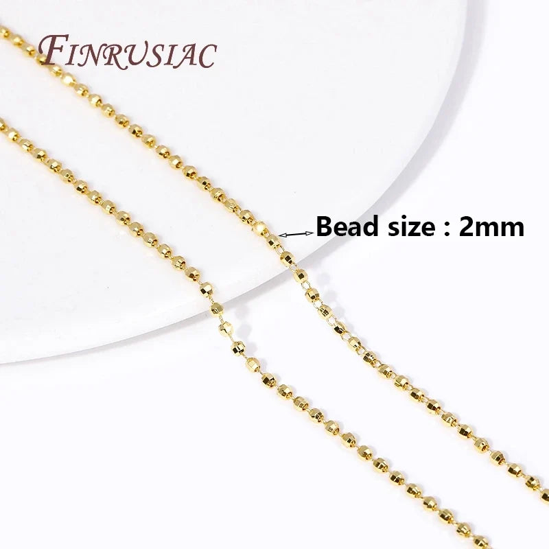 18K Gold Plated Brass 2MM Ball Chain – DIY Jewelry Making