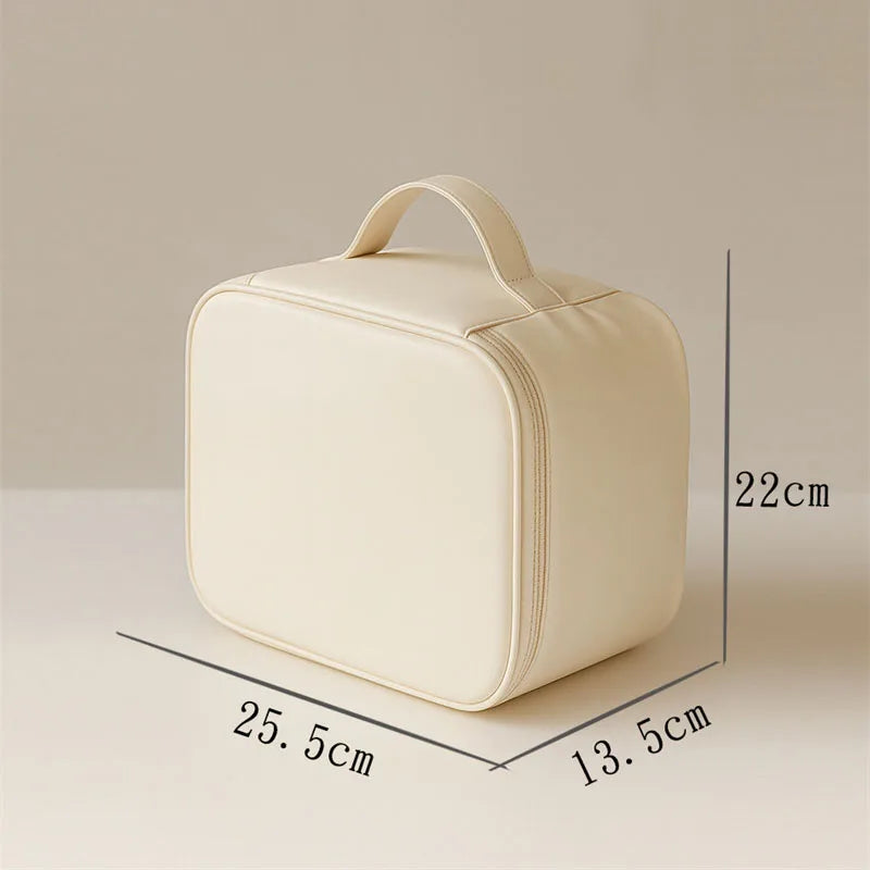LED Lighted Makeup Bag with Mirror – Large PU Leather Organizer
