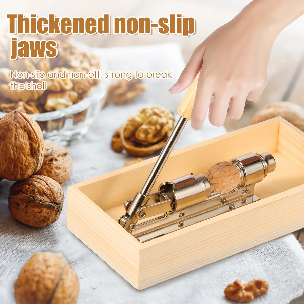 Pecan Nutcracker Stainless Steel & Wood Nut Cracker Tool