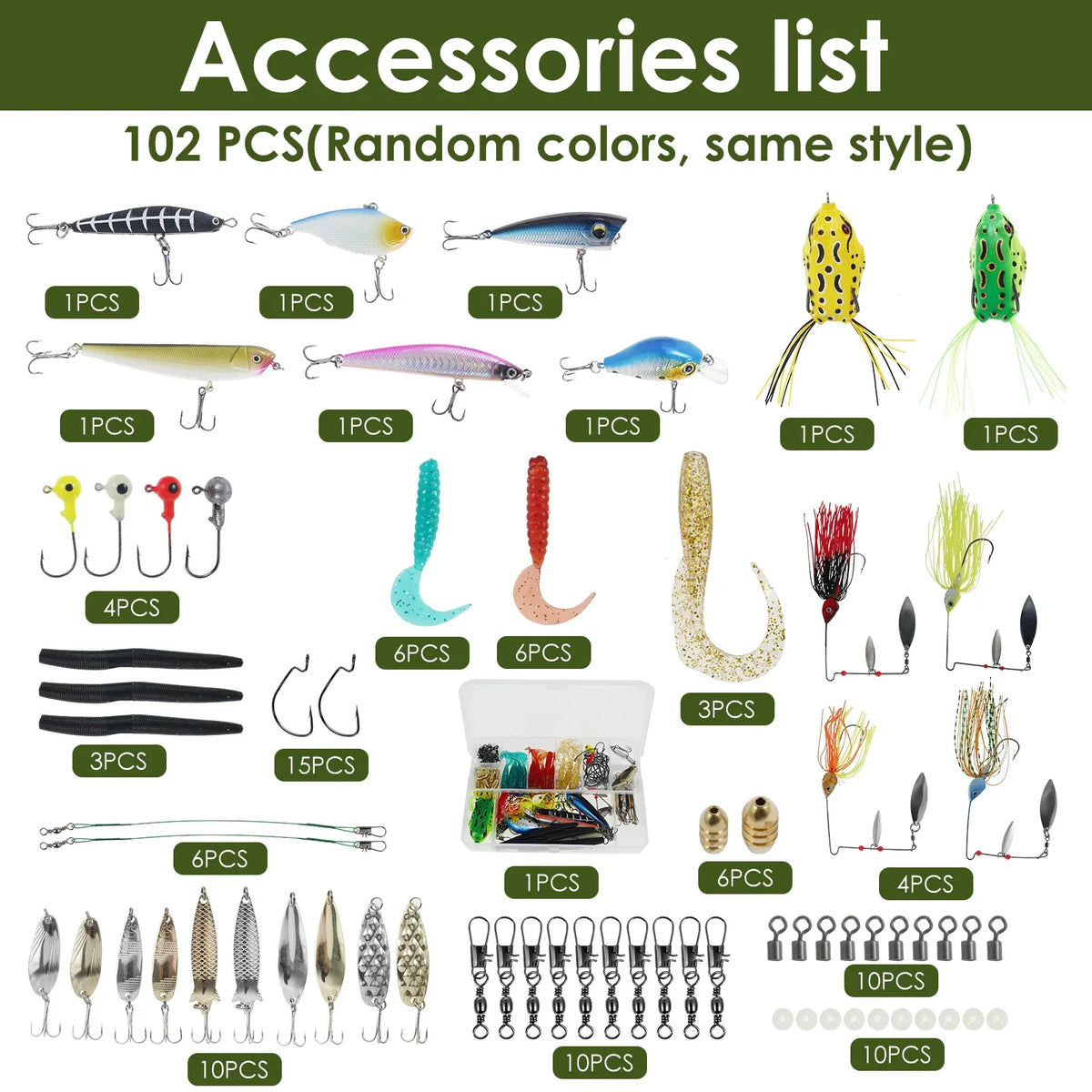 Mixed Fishing Lure Kit Set with Storage Box – 102 to 302 Pcs