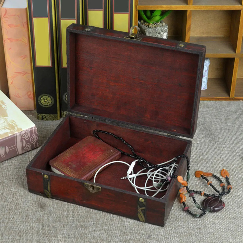 Vintage Wooden Jewelry Box – Pirate Treasure Organizer