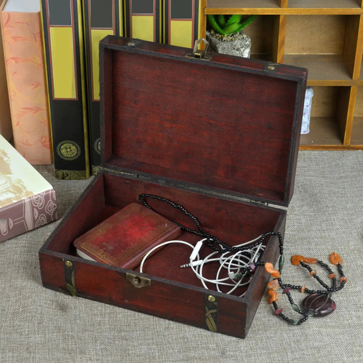 Vintage Wooden Jewelry Box – Pirate Treasure Organizer