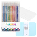 Metallic Gel Pens 12 Colors + 24 Watercolor Postcards Set
