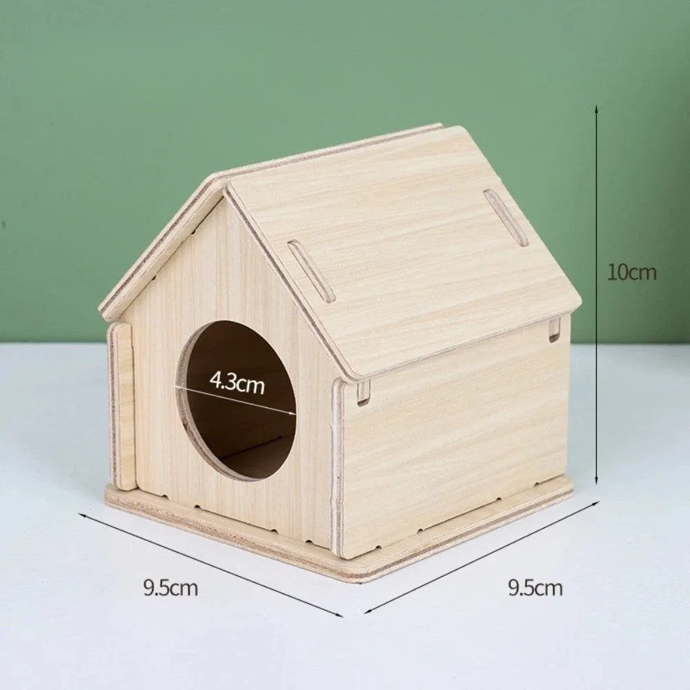 Wooden Hamster Villa House – Chewable Climb & Swing Cage Toy